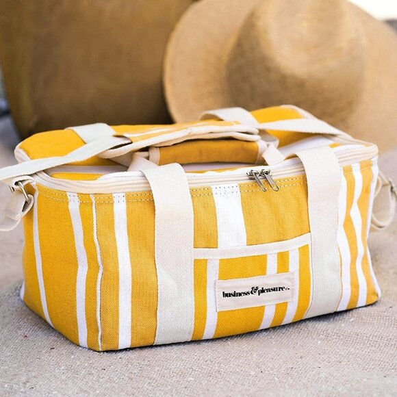 Business and Pleasure The Holiday Cooler Bag FFF Yellow Stripe Lunch - Picture 2 of 15